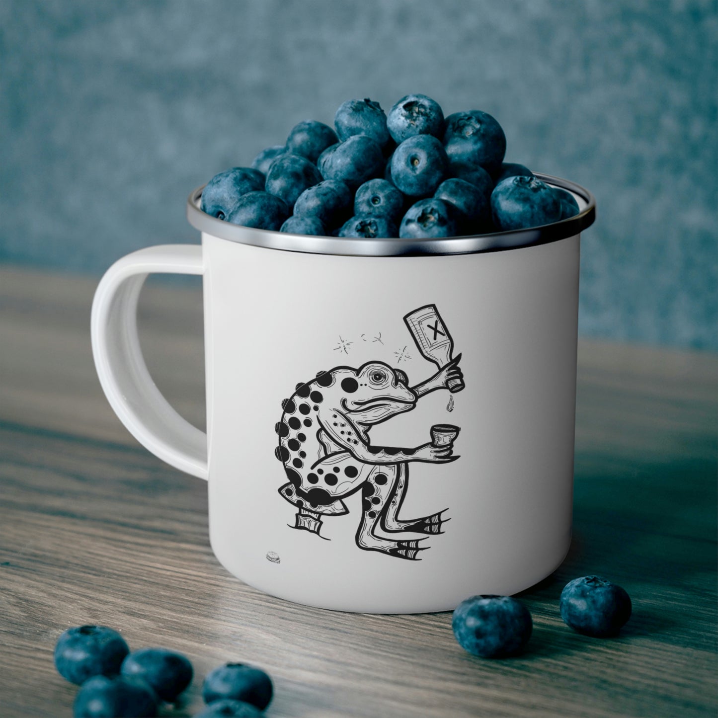 DRUNK FROG Enamel Camping Mug